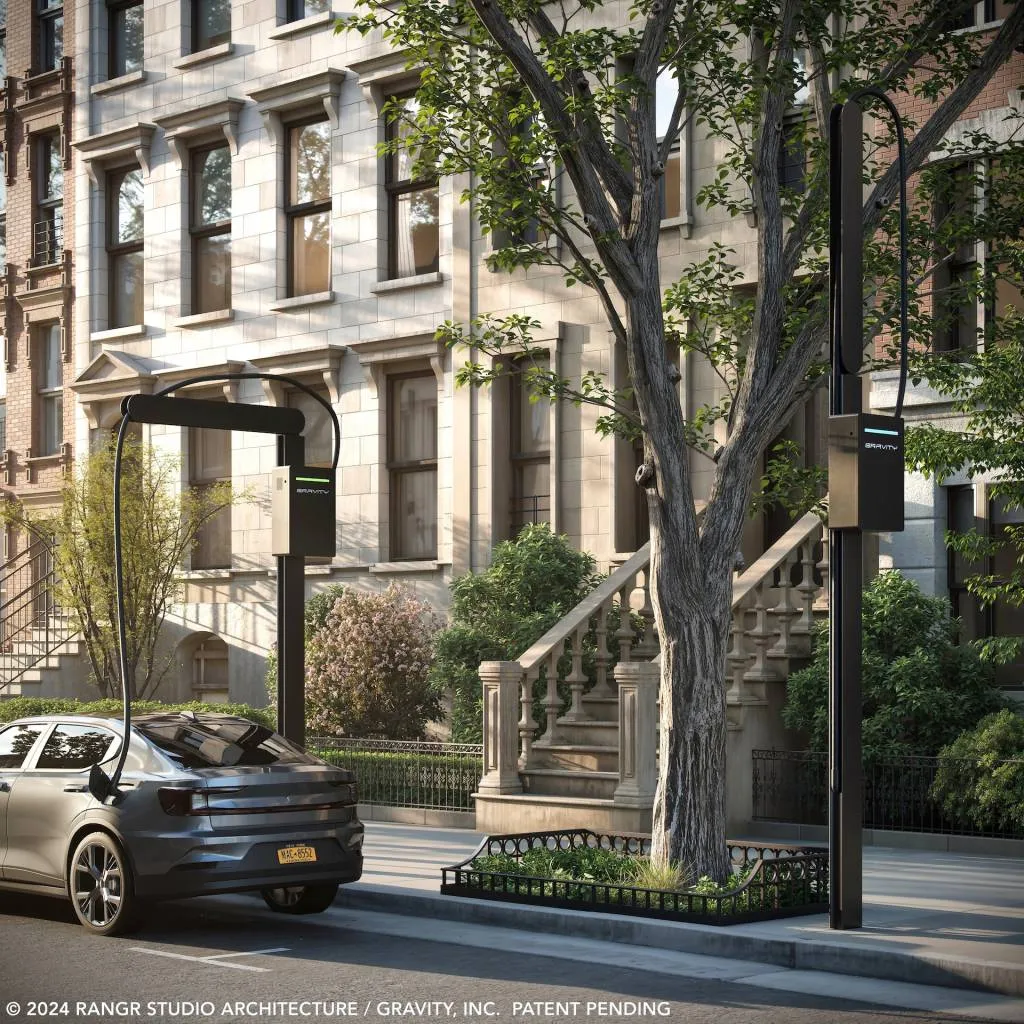 Gravity curbside EV charger