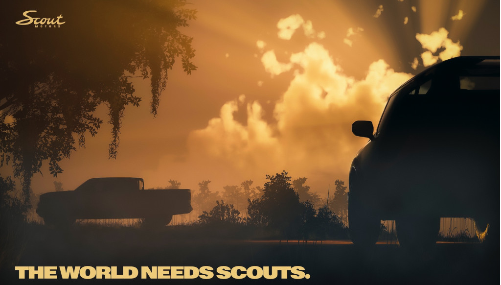 Teaser for Scout Motors electric SUV and pickup truck