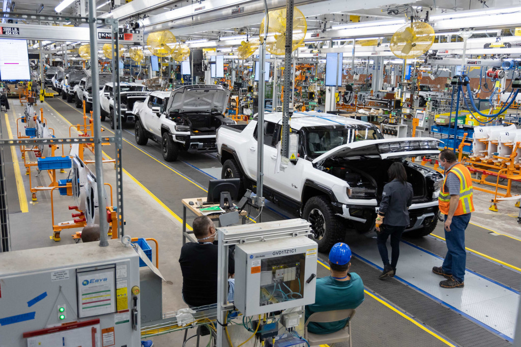 2022 GMC Hummer EV pre-production at Factory Zero plant in Detroit, Michigan