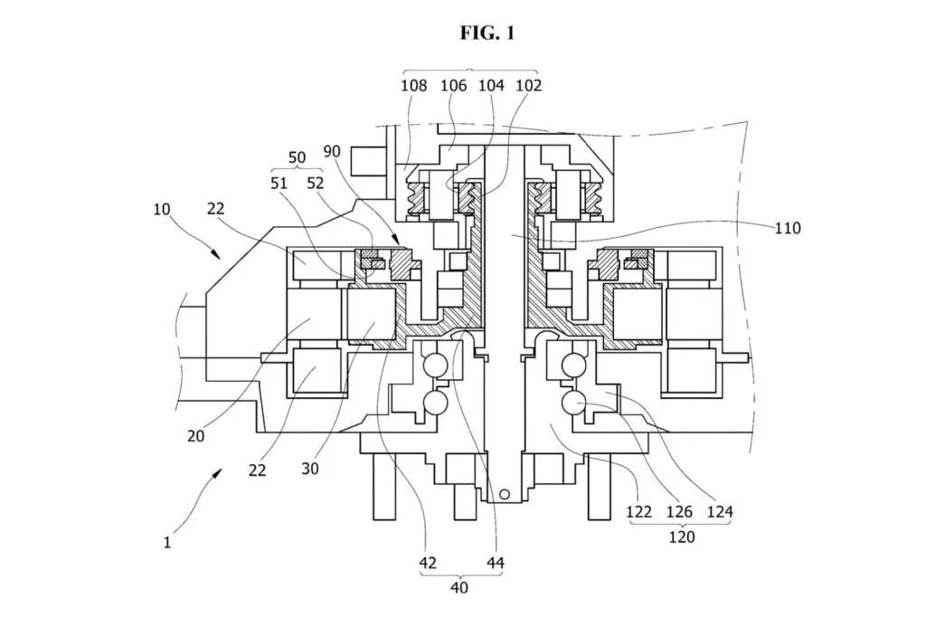 Hyundai in-wheel working device patent image