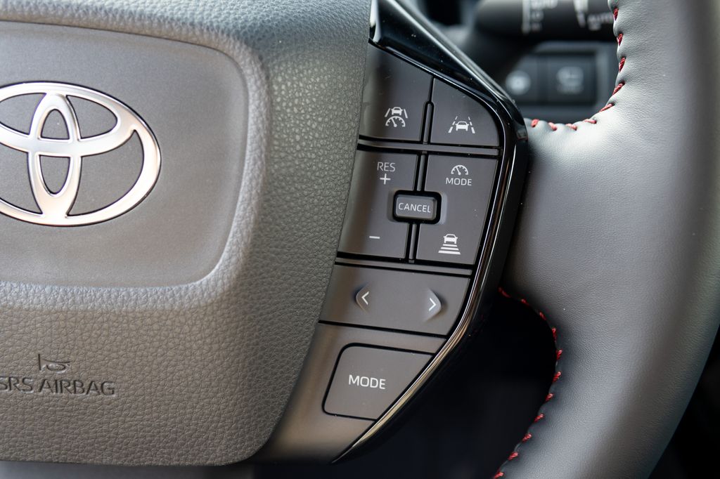 The right side of a Toyota Prius steering wheel.