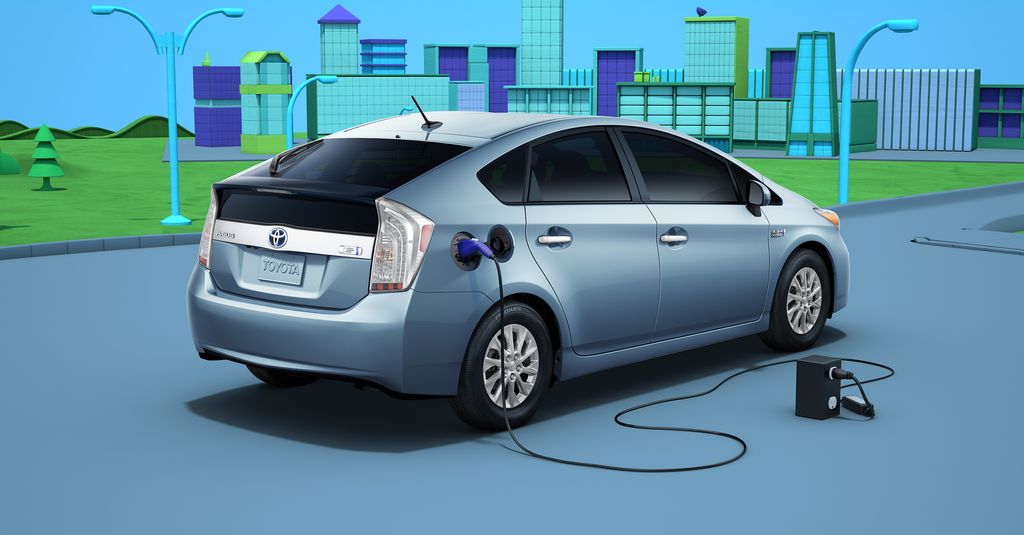 A promotional image for the 2012 Toyota Prius Plug-In